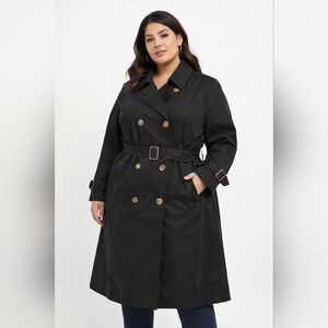 Refinity Limited Edition Black Trench Coat XL Belted Double Breasted
